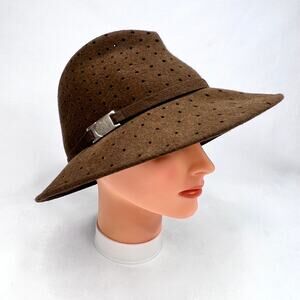 Whiteley Made In England Brown Fur Felt Perforated Fedora Hat